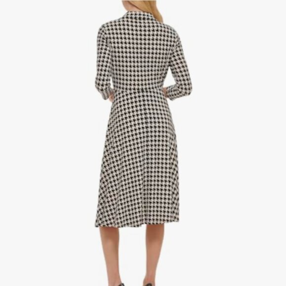 Tommy Hilfiger Jersey Fit and Flare Black and Cream Midi Shirt Dress, Size 18 - Picture 2 of 9